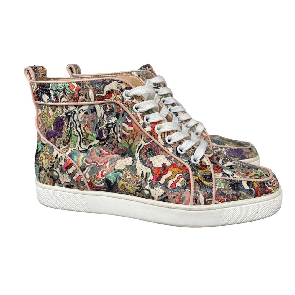 ✨ Christian Louboutin Rantus Multicolor Python‎ Faience High Top Sneakers 39